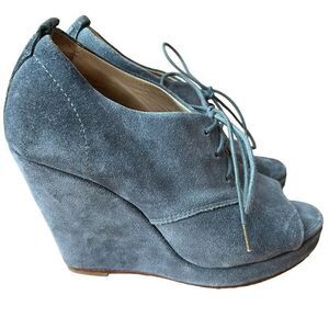 rag & bone Sahara Suede Open Toe Wedge Lace Up Heel Size 37 US 6.5